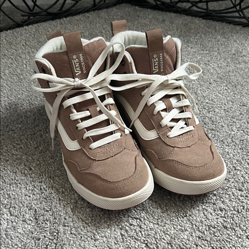 Vans Brown and White High-Top Sneakers
